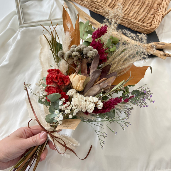 NEW！赤ボルドーケイトウ ネイティブドライフラワースワッグ  