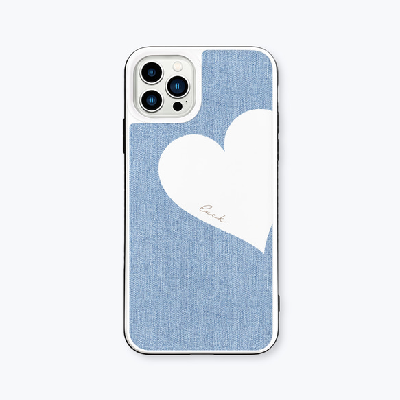 Big Heart♡Denim　強化ガラスケース　iPhoneケース　デニム 7枚目の画像