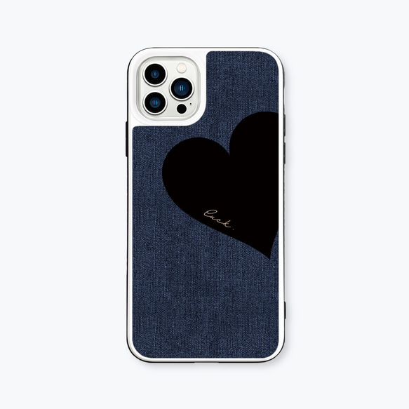 Big Heart♡Denim　強化ガラスケース　iPhoneケース　デニム 8枚目の画像