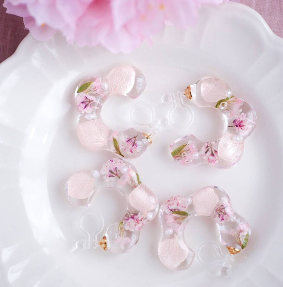 桜咲く ソメイヨシノ　お花のフープ 金属アレルギー対応 2枚目の画像