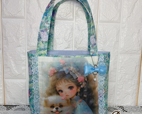 可愛い女の子パネル♡ハンドメイドバッグ♡