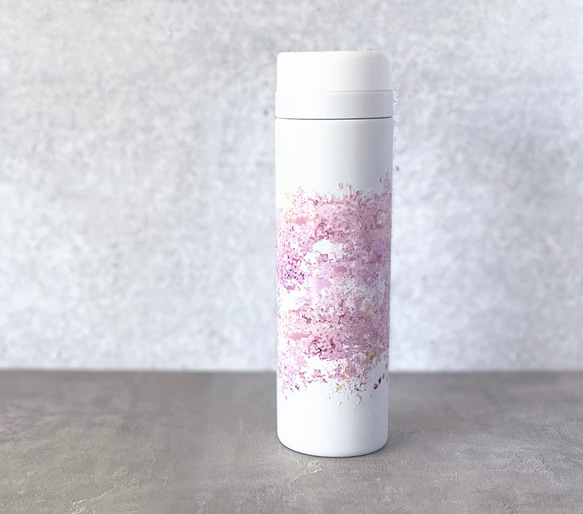 -桜- 花と草木の サーモ ステンレスボトル（保温保冷 水筒） 8枚目の画像