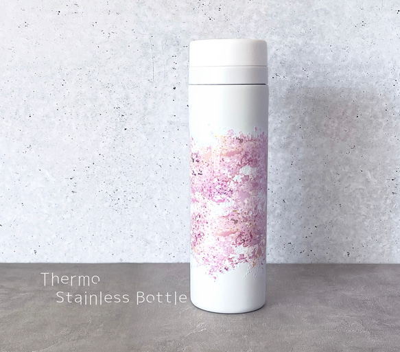 -桜- 花と草木の サーモ ステンレスボトル（保温保冷 水筒） 1枚目の画像