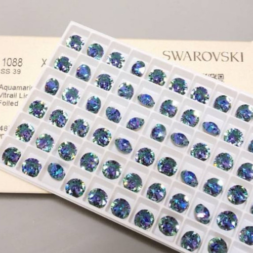 キラキラ ロココ調 ブルー系 スワロフスキー ピアス イヤリング