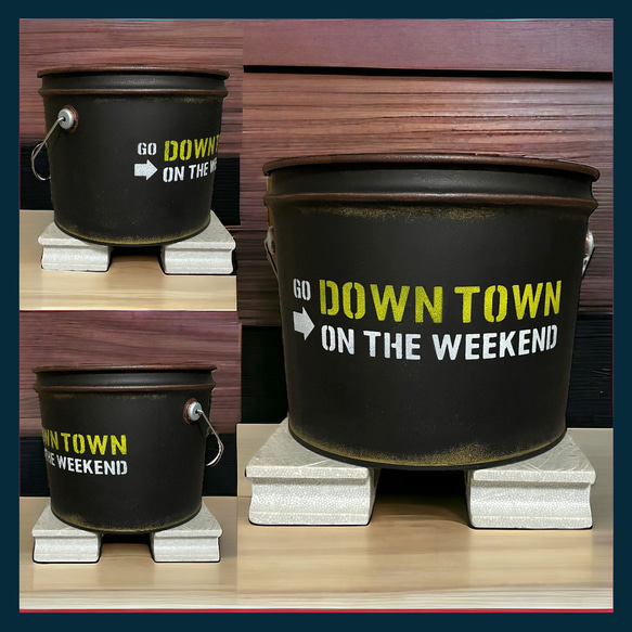 リメイクペール缶 DOWN TOWN 鉢入れ プランター 多肉植物 ゴミ箱 リメ