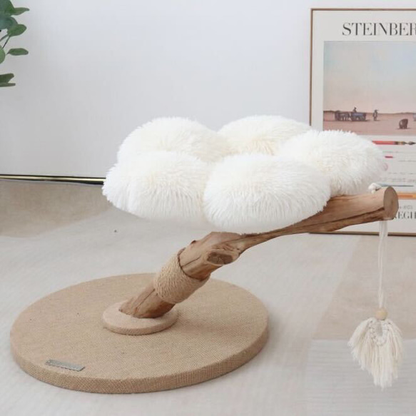 【雲にのる】無垢材キャットタワー北欧風 木製 天然木 ペット家具　猫ベッド（翌日発送可能） 