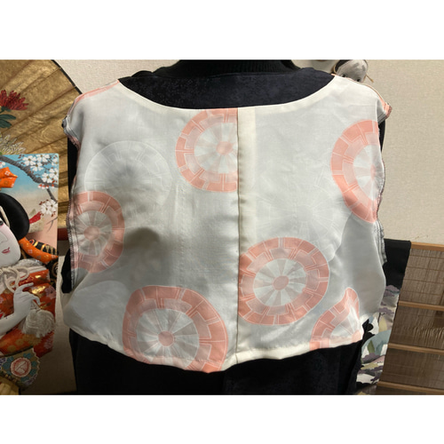 訪問着の絞りの前開きワンピースコート(ストール付き) 着物リメイク 