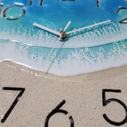 新作♦️海のアート時計 ボード 波 海 レジン アート ビーチ clock クロック 4枚目の画像