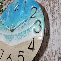 新作♦️海のアート時計 ボード 波 海 レジン アート ビーチ clock クロック 2枚目の画像