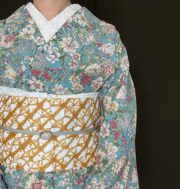 可憐で華やか花柄浴衣/サックスブルー 