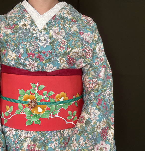 可憐で華やか花柄浴衣/サックスブルー 