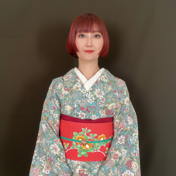 可憐で華やか花柄浴衣/サックスブルー 