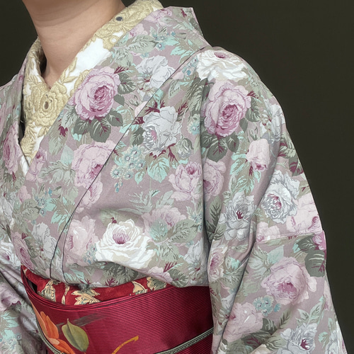 エレガントな薔薇柄浴衣/くすみパープル 浴衣 花鹿 kajika 通販 エレガントな薔薇柄浴衣/くすみパープル 浴衣 花鹿 kajika 通販