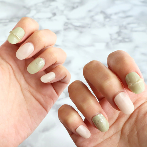 最短翌日発送】ネイルチップ 緑 小さい爪用 マムシ指 ちび爪 小さめ