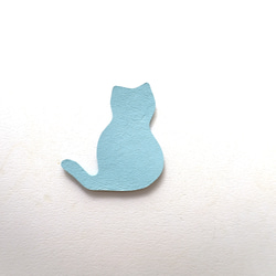 【レザーパーツ】猫・ネコ・尻尾（左と右セット）高さ５㎝・１０枚セット　牛革　アイスブルー　～定形外郵便（送料無料）～ 3枚目の画像