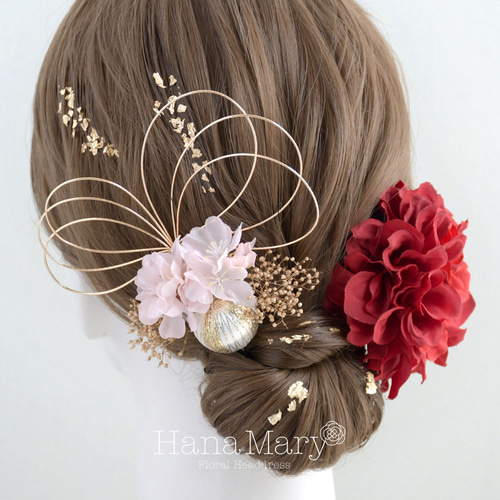 卒業式 髪飾り 袴 水引 卒業式髪飾り 金箔 成人式 髪飾り ゴールド