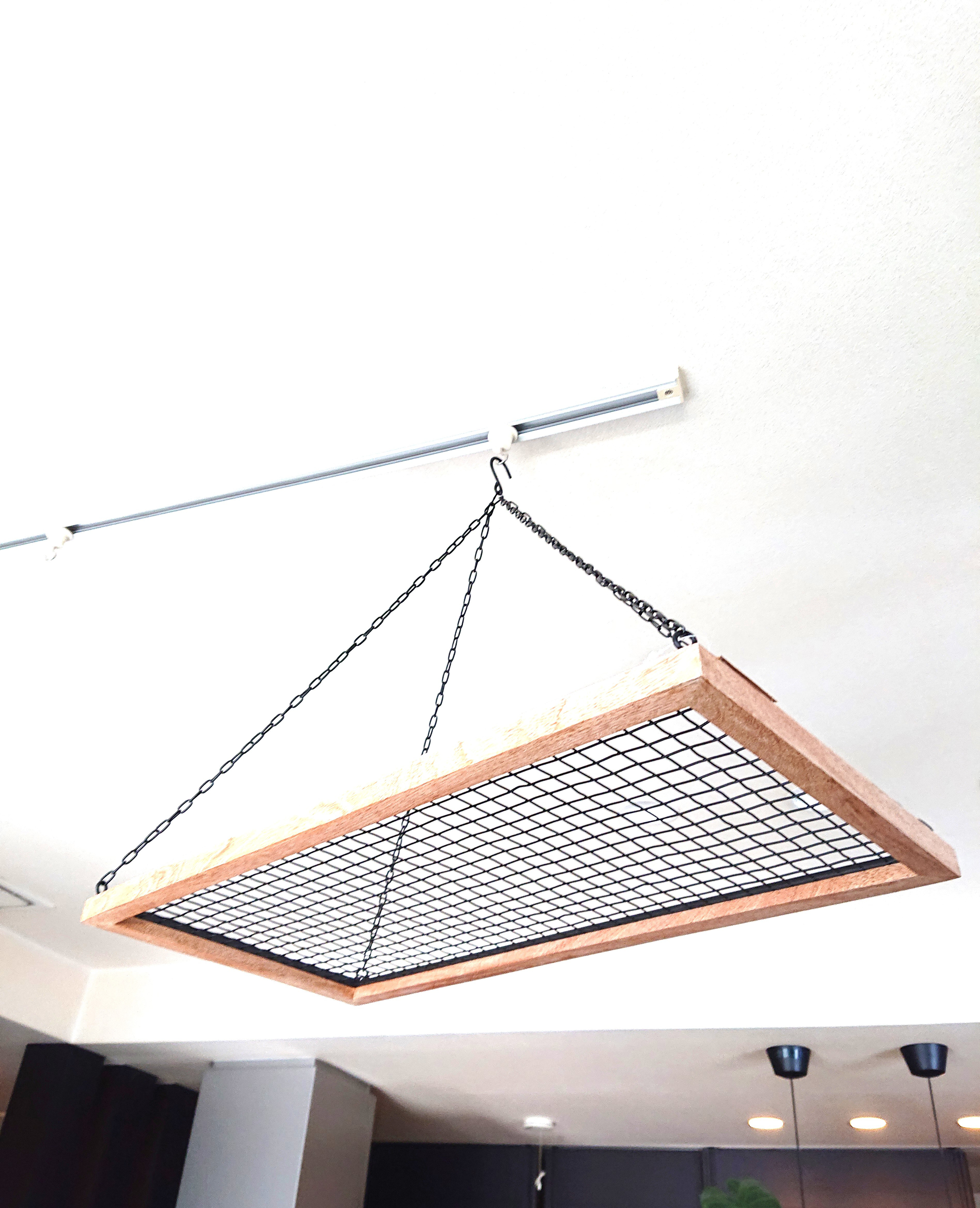 ●数量限定●　ドライフラワー・ハンギングプランターを幾つも飾れる　”アイアンメッシュ×天然木×ハンギング”　観葉植物