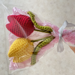 編みぐるみ　チューリップ　造花　ブーケ 5枚目の画像