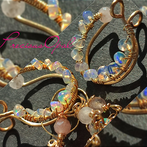 14kgf ❤新品 フレンチブルドック珊瑚ローズクオーツピアス