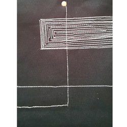 ＊送料無料「ステッチアートな8号帆布のブラックトートバッグ」広いマチ、内ポケ2個、マグネットボタン付 11枚目の画像