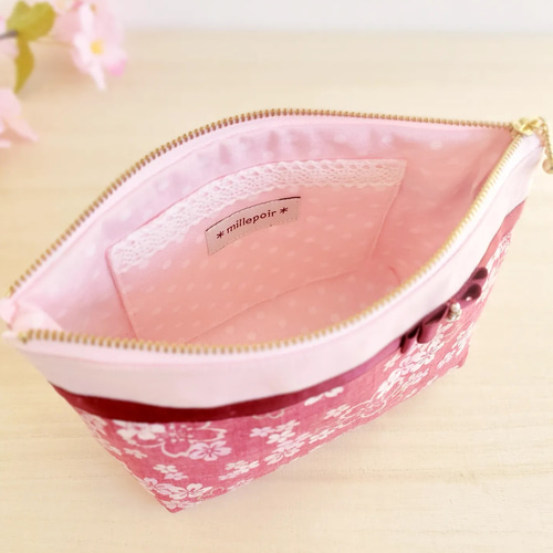 SALE】桜柄の大きめポーチ ポーチ ミレポワール 通販 17225530｜Creema