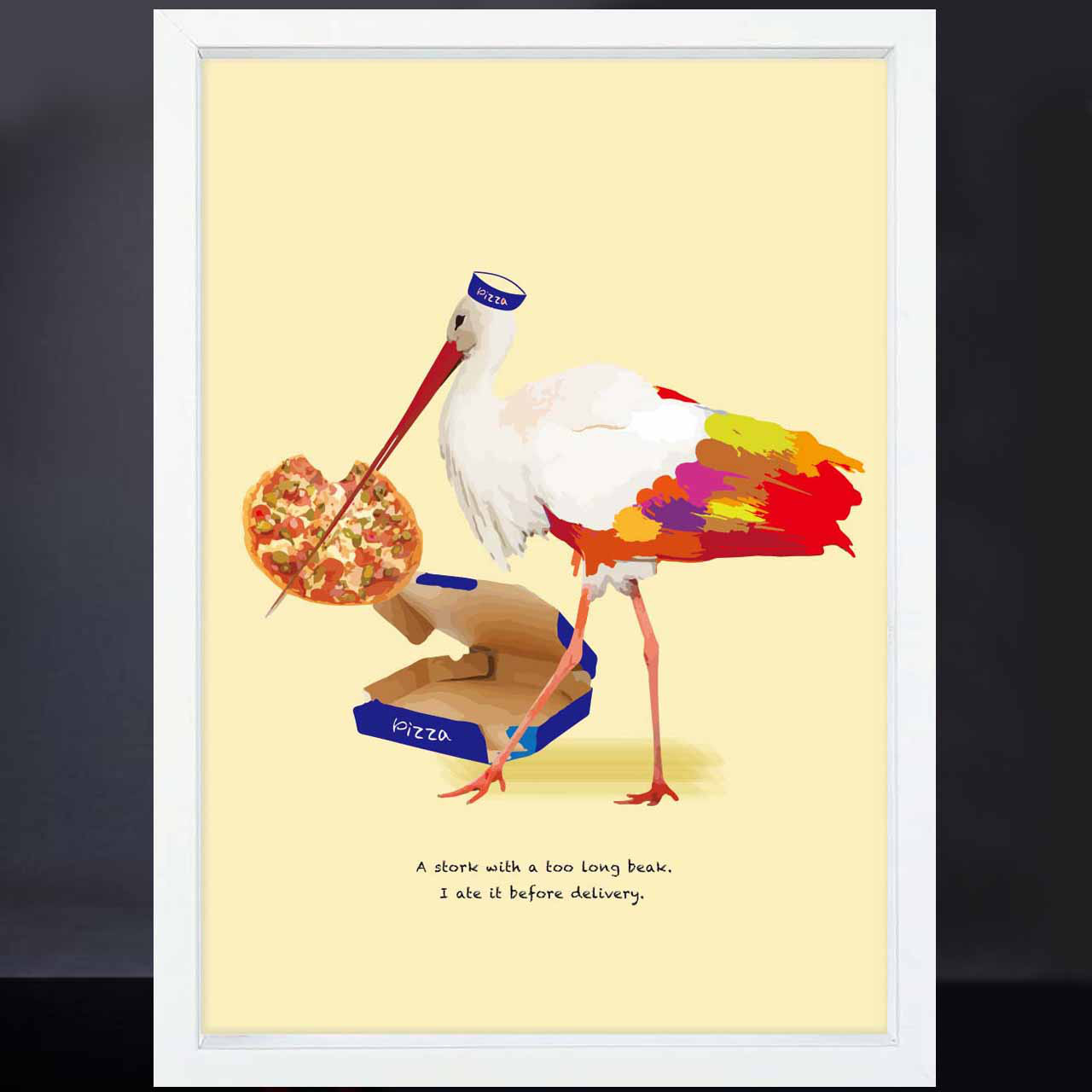 ピザ配達　鳥　イラスト　ポスター　A4 A3 A2 A1　アート  　アートポスター　アート/sei検索新着順　2417