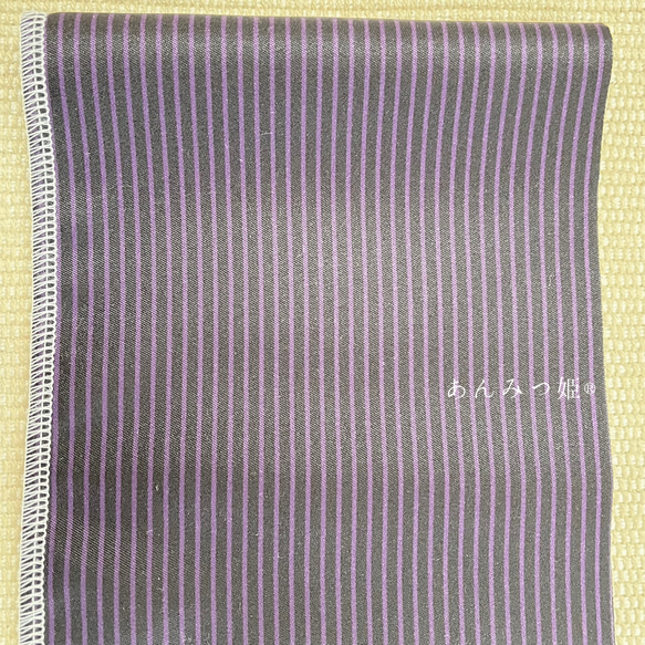 正絹の半衿  黒×紫の縞 7枚目の画像
