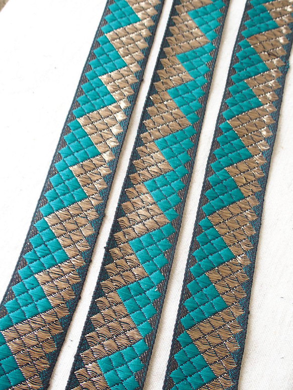48cm カットインド刺繍リボン チロリアンテープ ダイヤ緑☆ 手芸 素材 材料 クラフト 4枚目の画像