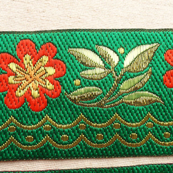 55cm チロリアンテープ お花 緑☆刺繍 エスニック 5枚目の画像