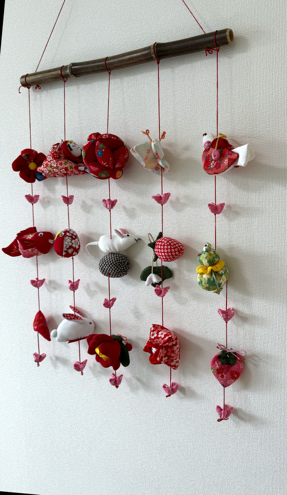 壁掛け吊るし雛⑥  かわいい吊るし飾り　１点物　桃の節句　ひな祭り　　雛人形 4枚目の画像