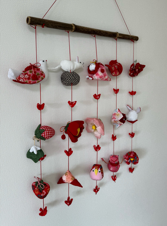 壁掛け吊るし雛⑦  かわいい吊るし飾り　１点物　桃の節句　ひな祭り　　雛人形 4枚目の画像