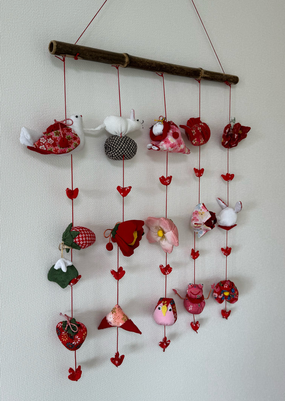 壁掛け吊るし雛⑦  かわいい吊るし飾り　１点物　桃の節句　ひな祭り　　雛人形 5枚目の画像