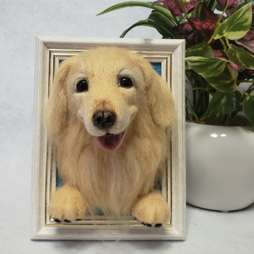 羊毛フェルト オーダー 額飾り「リアルで可愛いワンちゃんネコ 羊毛フェルト オーダー 額飾り「リアルで可愛いワンちゃんネコ