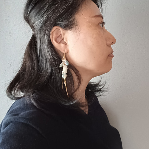 ジュエリー品質 高品質 プレシャス オパール × 14kgf の ピアス 10cm