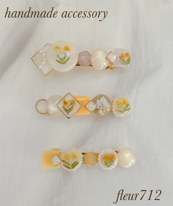 ミモザの春待ちバレッタ　ラベンダー　　バレッタ　ヘアアクセサリー　フラワー　入学式　卒業式　小　母の日　③ 3枚目の画像