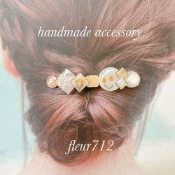ヘアクリップ　ヘアアクセサリー　春待ち　ミモザ　パール　春咲き　入学式　卒業式③ 4枚目の画像