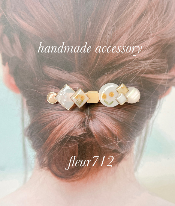 ヘアクリップ　ヘアアクセサリー　春待ち　ミモザ　パール　春咲き　入学式　卒業式③ 4枚目の画像