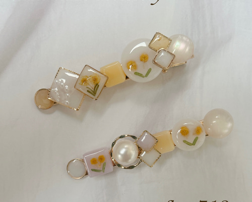 ヘアクリップ ヘアアクセサリー 春待ち ミモザ パール 春咲き 入学式