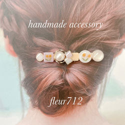 ヘアクリップ　ヘアアクセサリー　春待ち　ミモザ　パール　春咲き　入学式　卒業式③ 5枚目の画像