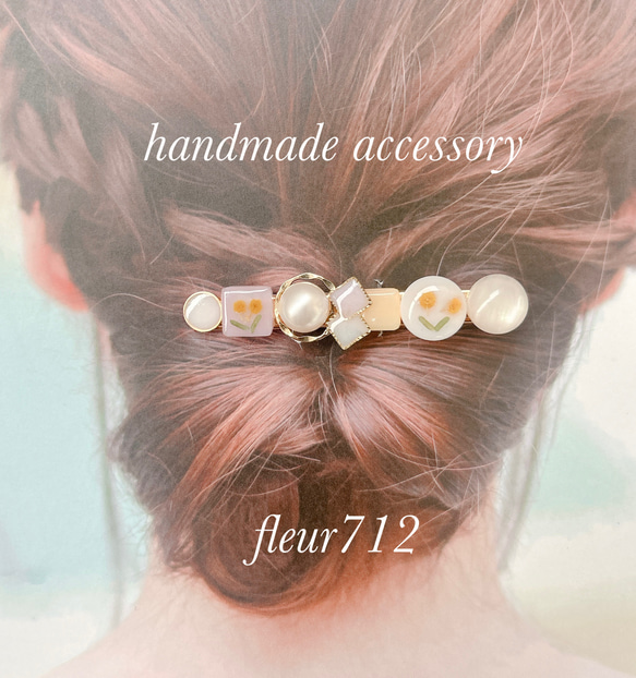 ヘアクリップ　ヘアアクセサリー　春待ち　ミモザ　パール　春咲き　入学式　卒業式③ 5枚目の画像
