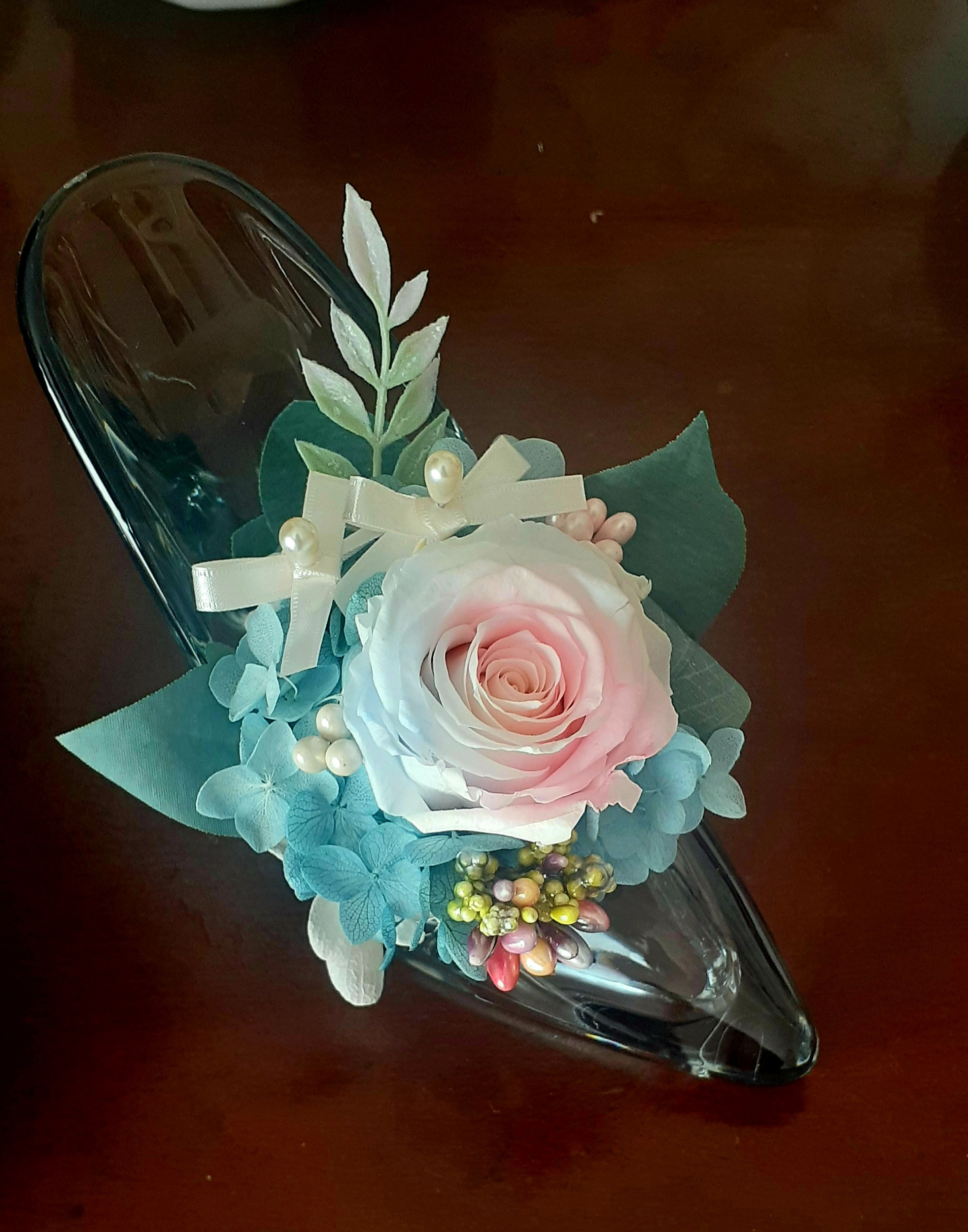 ガラスの靴のリングピロー プリザーブドフラワーアレンジメント