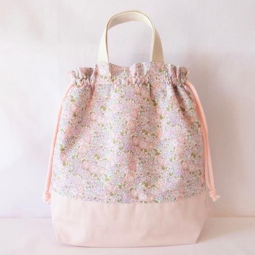 リバティ ミシェル の フリル付き レッスンバッグ 体操着入れ 上履き