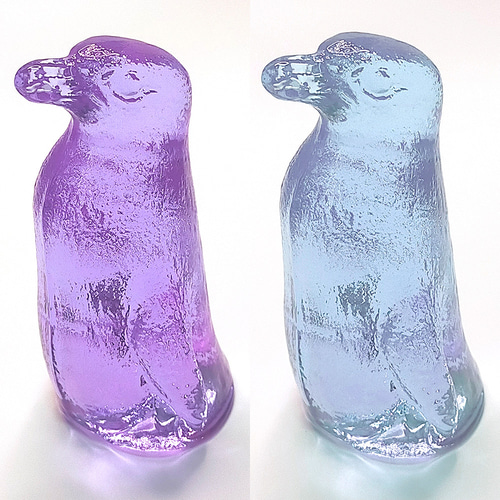 アレキサンドライトガラス 小鳥 ペンギン チェコガラス 置物 リング