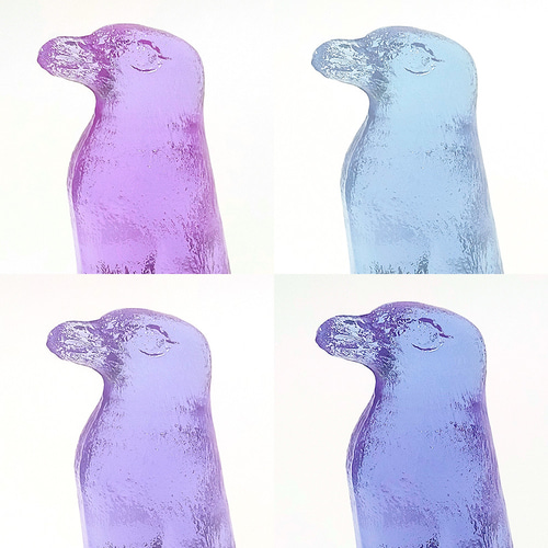 アレキサンドライトガラス 小鳥 ペンギン チェコガラス 置物 リング