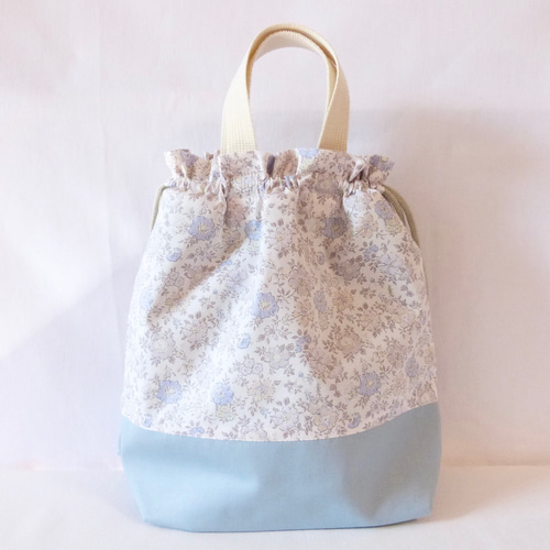 リバティ アロナ の フリル付き レッスンバッグ 体操着入れ 上履き入れ