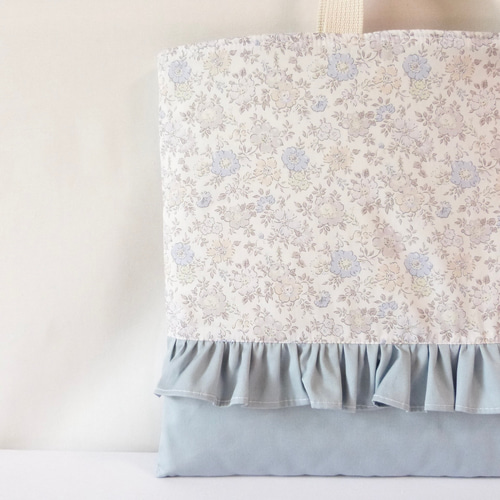 リバティ アロナ の フリル付き レッスンバッグ 体操着入れ 上履き入れ