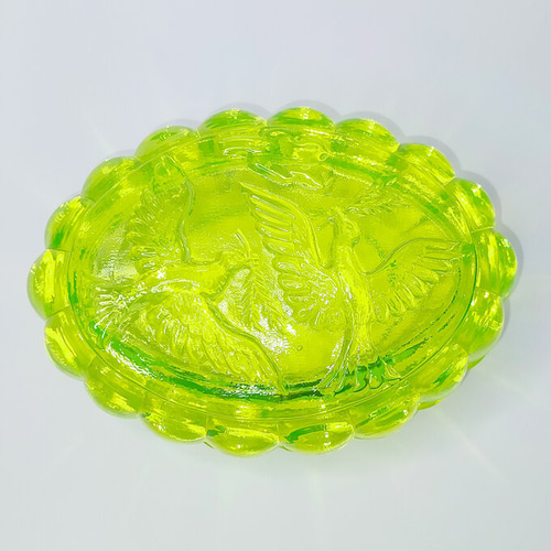 販売終了 ウランガラス 蓋付 小物入れ ppnalia チェコガラス