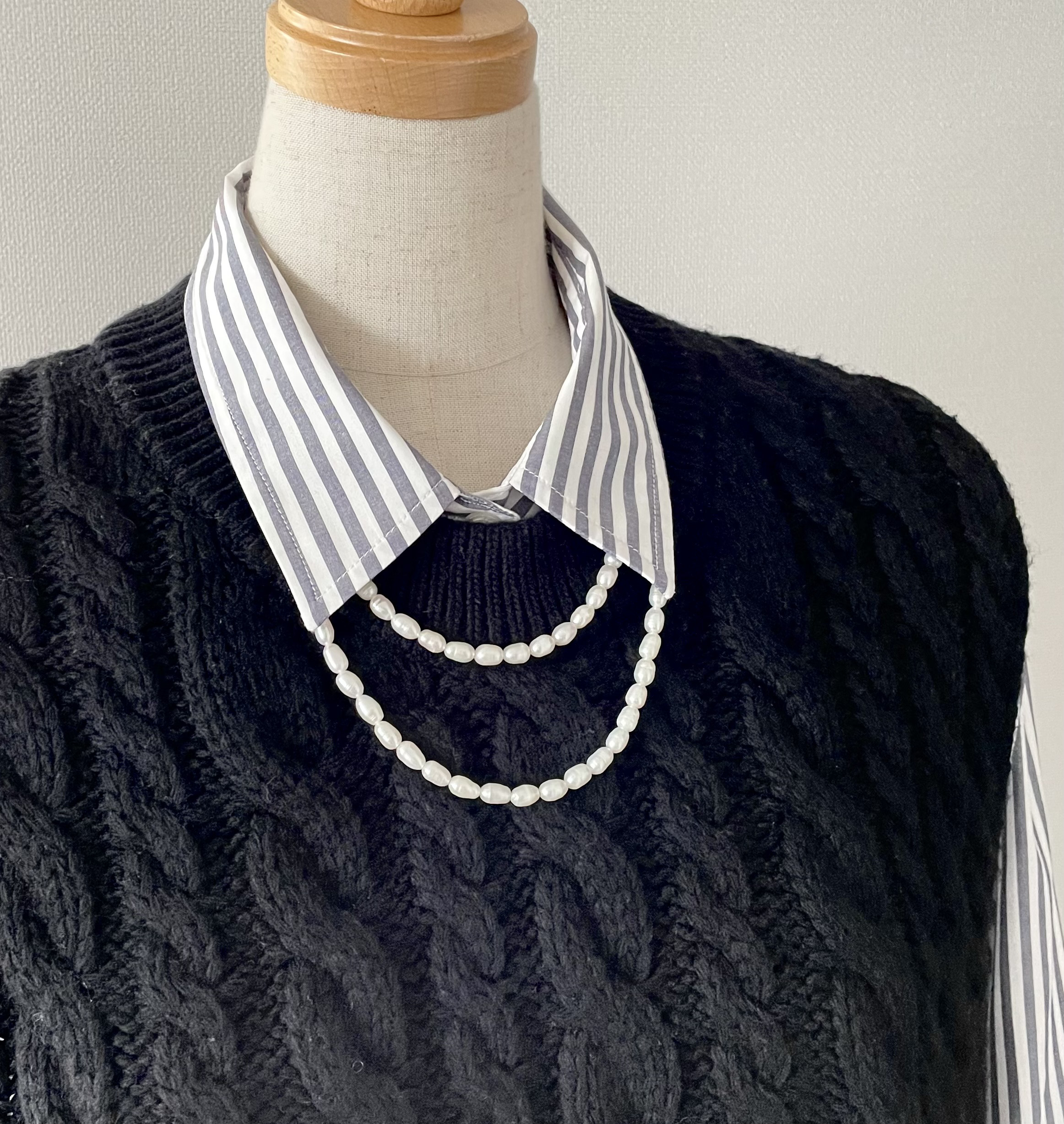 【特集掲載】2連淡水パールネックレス＊カジュアル・フォーマルに＊金属アレルギー対応