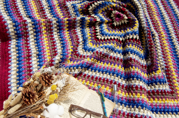 手作りウールかぎ針編みスローブランケット織りソファタオルレインボーテーブルランナー東ヨーロッパの三角形タオルかぎ針編みテーブルマ 8枚目の画像