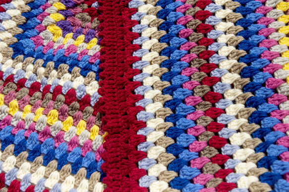 手作りウールかぎ針編みスローブランケット織りソファタオルレインボーテーブルランナー東ヨーロッパの三角形タオルかぎ針編みテーブルマ 12枚目の画像